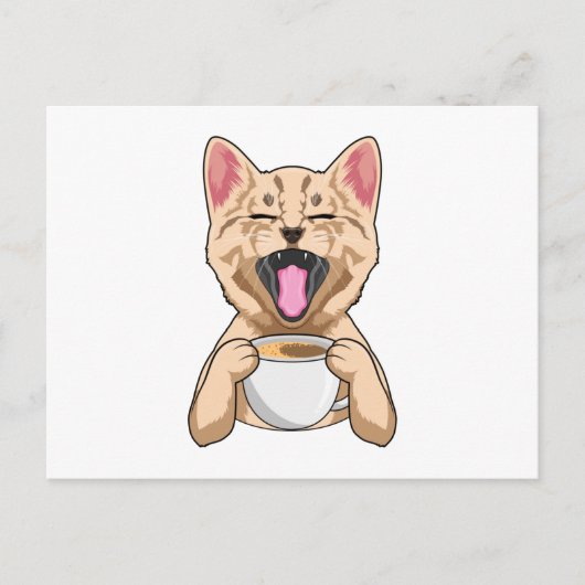 Cat with Cup of Coffee Briefkaart (Voorkant)