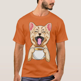 Cat with Cup of Coffee T-shirt
