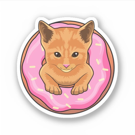 Cat with Donut Sticker (Voorkant)