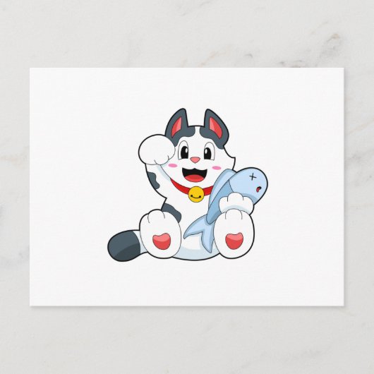 Cat with Fish Briefkaart (Voorkant)