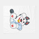 Cat with Fish Fleece Deken (Voorkant (Horizontaal))