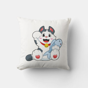 Cat with Fish Kussen