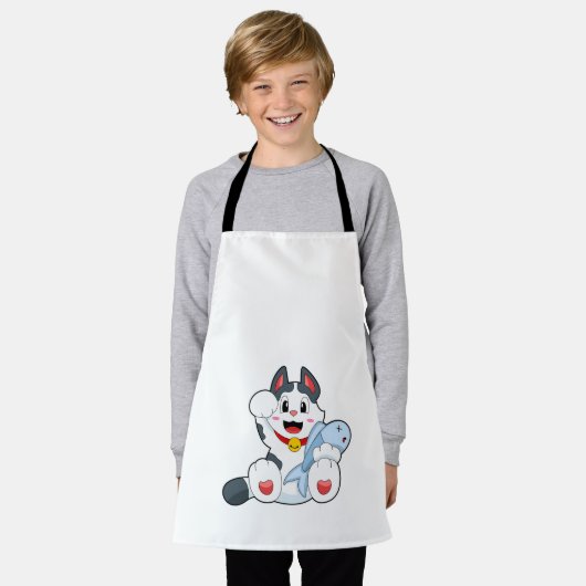 Cat with Fish Schort (Gedragen)