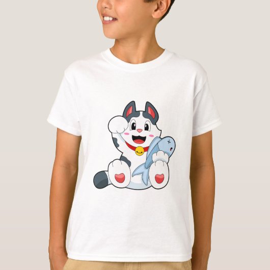 Cat with Fish T-shirt (Voorkant)