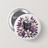 Cat with Flowers Ronde Button 5,7 Cm (Voorkant /achterkant)