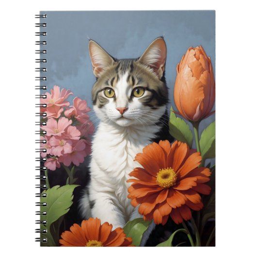 cat with flowers (update) notitieboek (Voorkant)