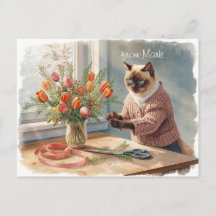 Cat with Flowers Winter Christmas Collection