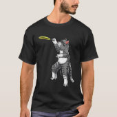 Cat With Flying Frisbee Disc Golf Frisbee Player T T-shirt (Voorkant)