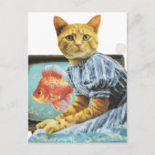 Cat With Goldfish on TV Collage Briefkaart (Voorkant)