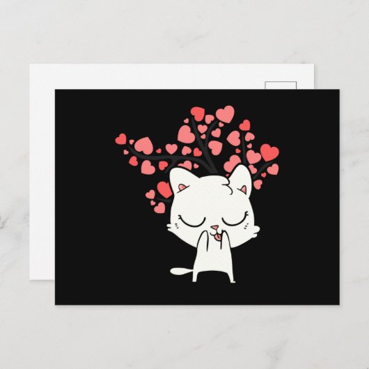 Cat With Hearts Briefkaart (Voorkant / Achterkant)