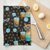 Cat with Ice Coffee for Siamese Cat Lovers Theedoek (Quarter Fold)