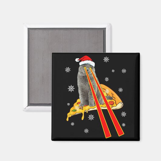 Cat With Laser Eyes Funny Zza Cat Christmas  Magneet (Voorkant / Achterkant)