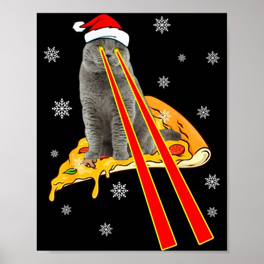 Cat With Laser Eyes Funny Zza Cat Christmas  Poster (Voorkant)