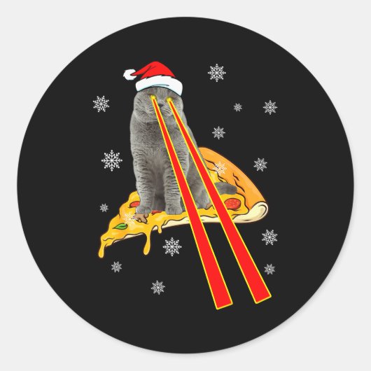 Cat With Laser Eyes Funny Zza Cat Christmas  Ronde Sticker (Voorkant)