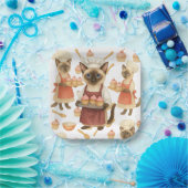 Cat with lots of cupcake for cat party papieren bordje (Feest)