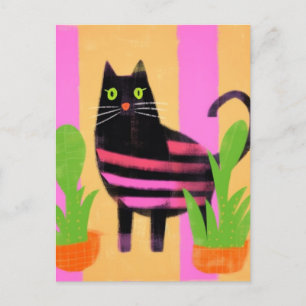 Cat With Pink Stripes AI gegenereerde kunst Briefkaart