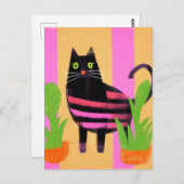 Cat With Pink Stripes AI gegenereerde kunst Briefkaart (Voorkant / Achterkant)