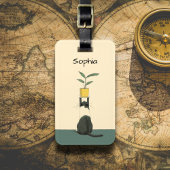 Cat with Plant Bagagelabel