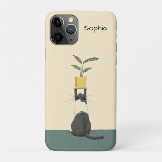 Cat with Plant Case-Mate iPhone Case (Achterkant)
