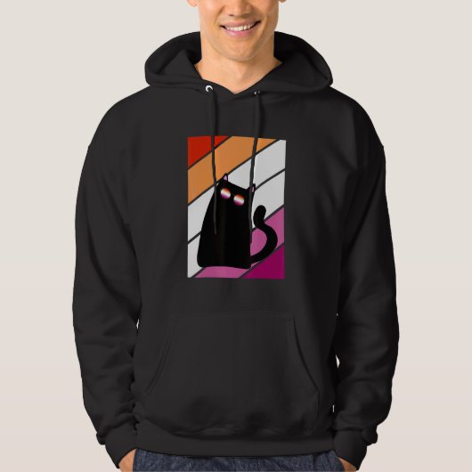 Cat With Pride Lesbian Flag LGBTQ Proud Ally Pride Hoodie (Voorkant)