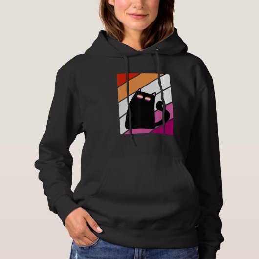 Cat With Pride Lesbian Flag LGBTQ Proud Ally Pride Hoodie (Voorkant)