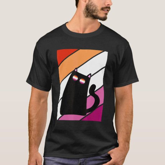 Cat With Pride Lesbian Flag LGBTQ Proud Ally Pride T-shirt (Voorkant)