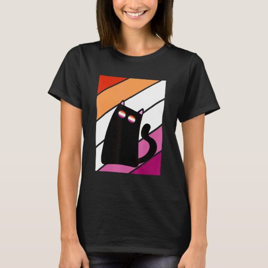 Cat With Pride Lesbian Flag LGBTQ Proud Ally Pride T-shirt (Voorkant)