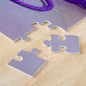 Cat with Purple Eyes in Purple Yarn and Flowers Legpuzzel (Zijkant)