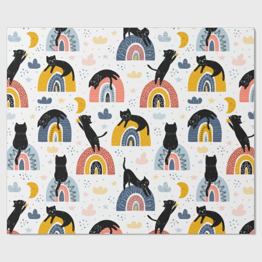Cat With Rainbow Pattern Design  Cadeaupapier (Vlak)