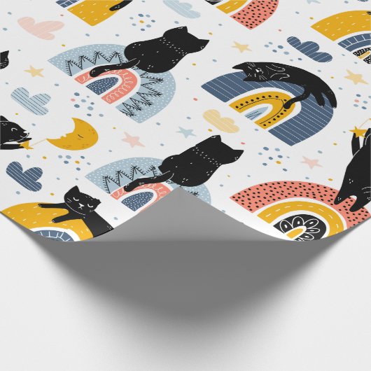 Cat With Rainbow Pattern Design  Cadeaupapier (Hoek)
