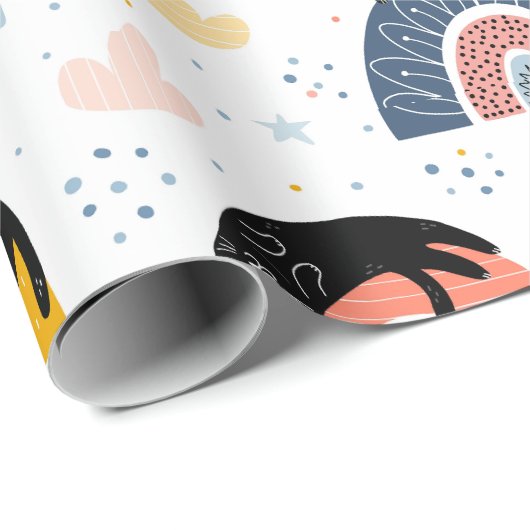 Cat With Rainbow Pattern Design  Cadeaupapier (Rol Hoek)