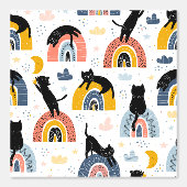 Cat With Rainbow Pattern for Your Kid Room Behang (Voorkant)