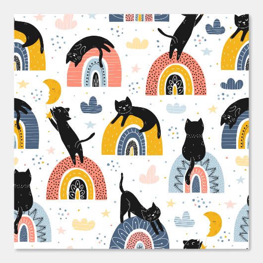Cat With Rainbow Pattern for Your Kid Room Behang (Voorkant)