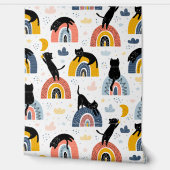 Cat With Rainbow Pattern for Your Kid Room Behang (Afrollen)