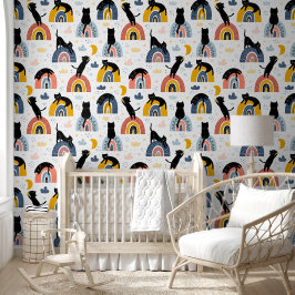 Cat With Rainbow Pattern for Your Kid Room Behang
