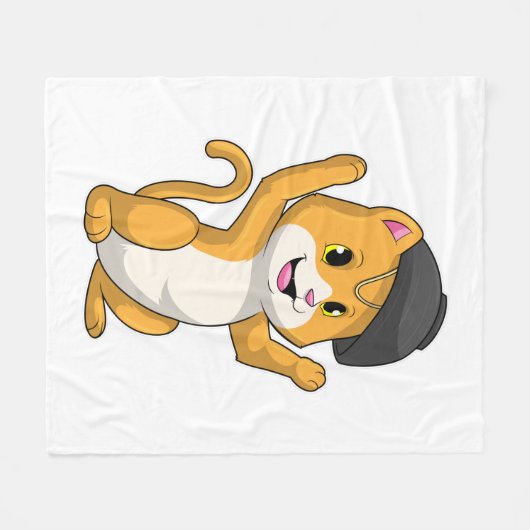 Cat with Ramen Bowl Fleece Deken (Voorkant (Horizontaal))