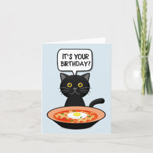 CAT WITH RAMEN NOODLES BIRTHDAY CARD BEDANKKAART