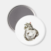 Cat with Red Bird Dry Brush Drawing Art Magneet (Voorkant / Achterkant)