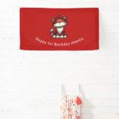 Cat with Red Love Hearts Cute and Fun Birthday Spandoek (Insitu)