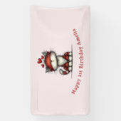Cat with Red Love Hearts Cute and Fun Birthday Spandoek (Verticaal)