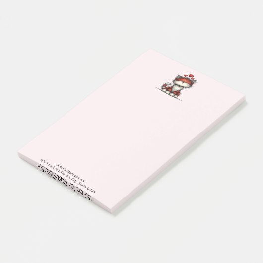 Cat with Red Love Hearts Cute and Funny Post-it® Notes (Schuin)