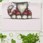 Cat with Red Love Hearts Cute and Funny Theedoek (Gevouwen)