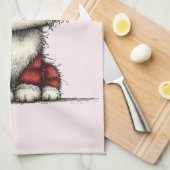 Cat with Red Love Hearts Cute and Funny Theedoek (Quarter Fold)