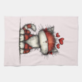 Cat with Red Love Hearts Cute and Funny Theedoek (Horizontaal)