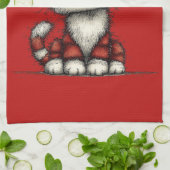 Cat with Red Love Hearts Cute and Funny Theedoek (Gevouwen)