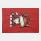 Cat with Red Love Hearts Cute and Funny Theedoek (Horizontaal)