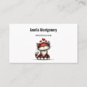 Cat with Red Love Hearts Cute and Funny Visitekaartje (Voorkant)