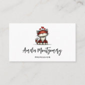 Cat with Red Love Hearts Cute and Funny Visitekaartje (Voorkant)