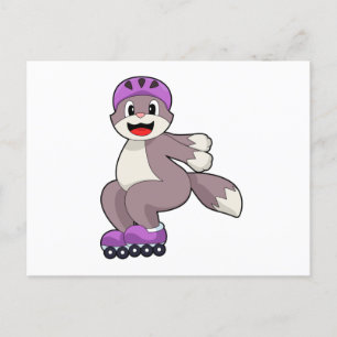 Cat with Roller skates Briefkaart