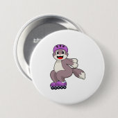 Cat with Roller skates Ronde Button 7,6 Cm (Voorkant /achterkant)